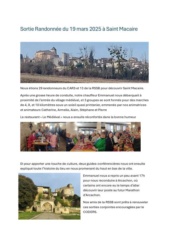 Illustration RANDONNEE A ST MACAIRE DU 19 FEVRIER 2025